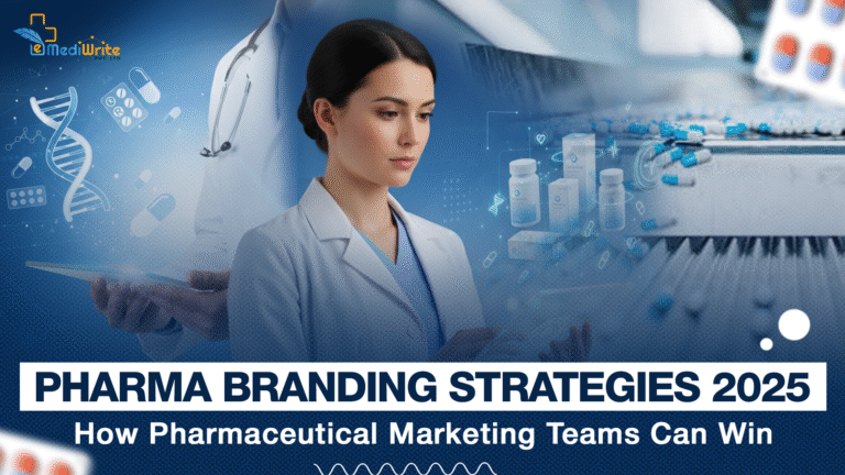 A promotional image with a doctor and the title "PHARMA BRANDING STRATEGIES 2025.