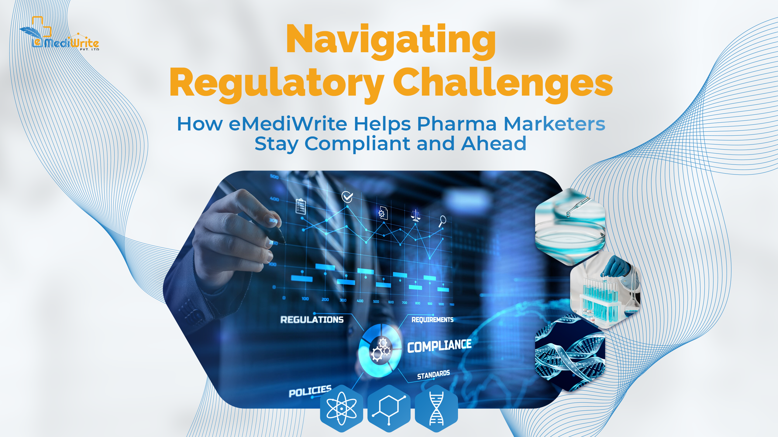 Businessperson reviewing digital compliance dashboard for pharma marketing regulatory challenges.
